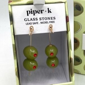 Piper K Olive Green Glass Stone Earring Set Ti 💚 Th